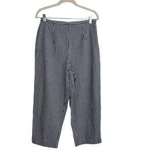 Marsh Landing Womens Gingham Pants Size 10 Cropped Black White Side Zip Stretch